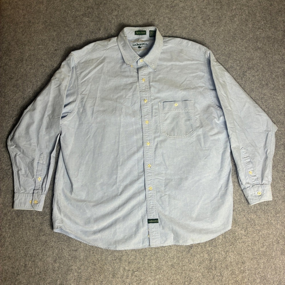 G.H. Bass & Co Oxford Work Shirt Mens XL Blue Button Down Cotton Long Sleeve